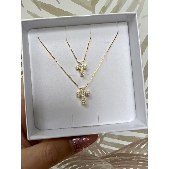 Collana con croce pavè in argento 925% da donna