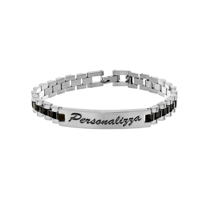 Bracciale Uomo in acciaio personalizzabile bicolore