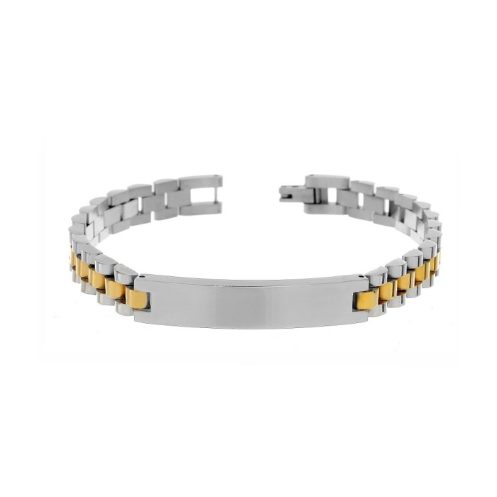 BRACCIALE UOMO IN ACCIAIO BICOLORE BIANCO/GIALLO PERSONALIZZABILE