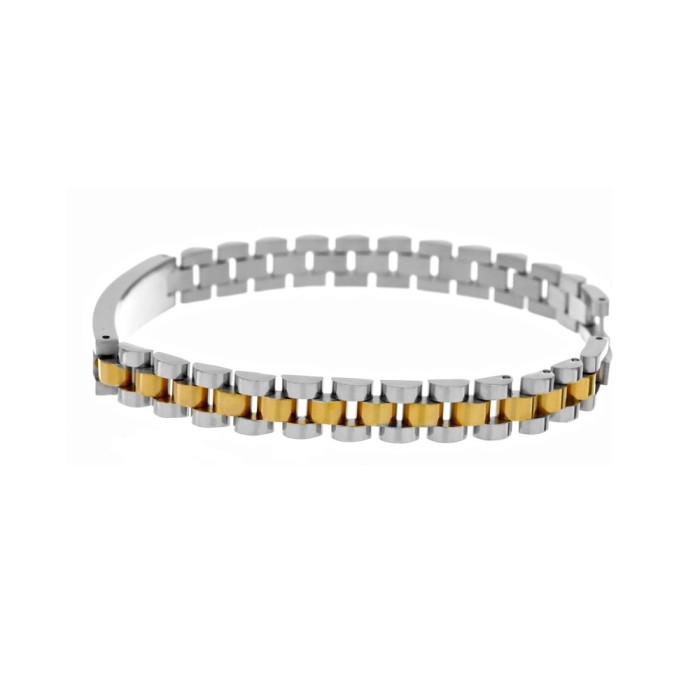 BRACCIALE UOMO IN ACCIAIO BICOLORE BIANCO/GIALLO PERSONALIZZABILE