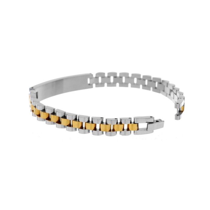 BRACCIALE UOMO IN ACCIAIO BICOLORE BIANCO/GIALLO PERSONALIZZABILE