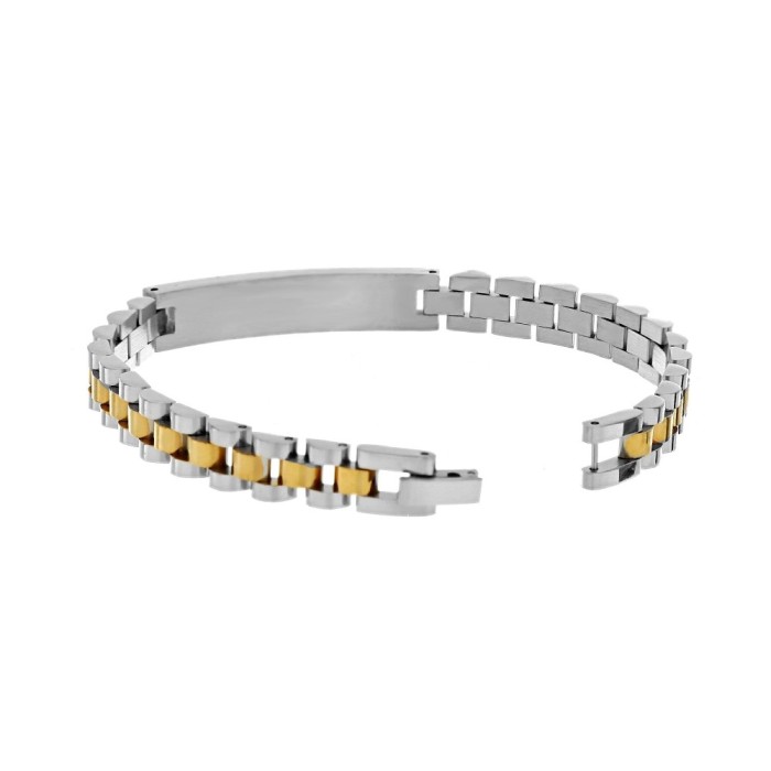 BRACCIALE UOMO IN ACCIAIO BICOLORE BIANCO/GIALLO PERSONALIZZABILE
