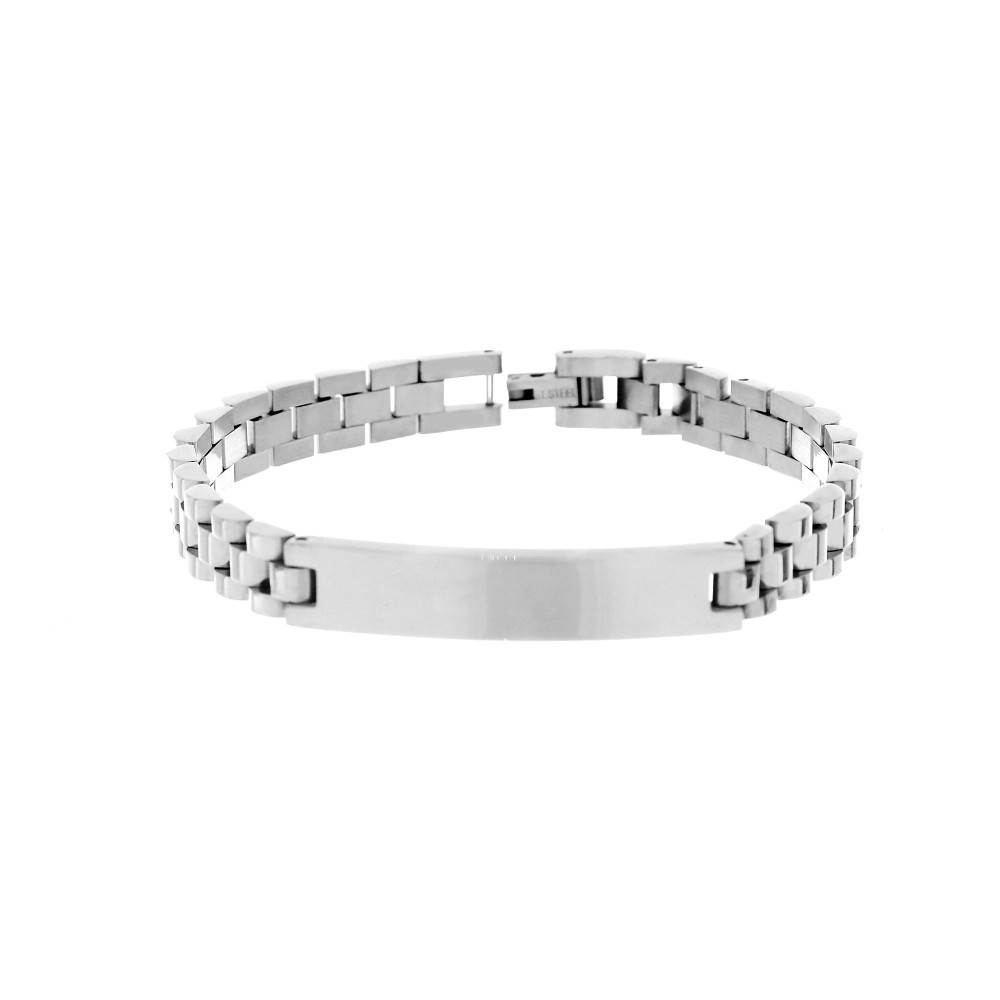BRACCIALE UOMO IN ACCIAIO BIANCO PERSONALIZZABILE