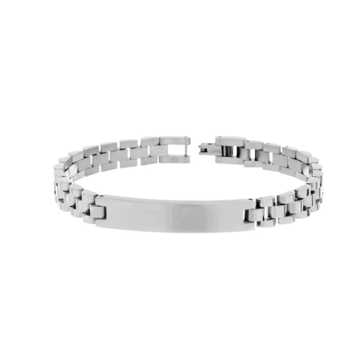 BRACCIALE UOMO IN ACCIAIO BIANCO PERSONALIZZABILE