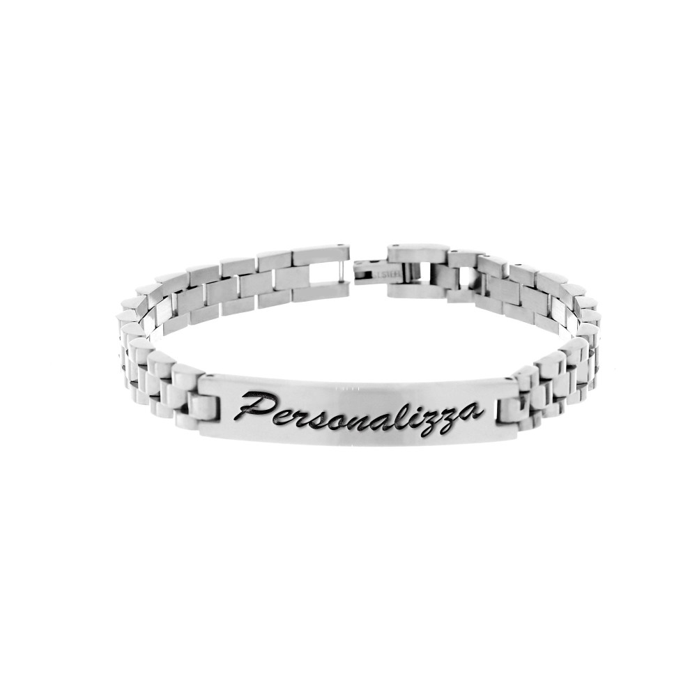 BRACCIALE UOMO IN ACCIAIO BIANCO PERSONALIZZABILE