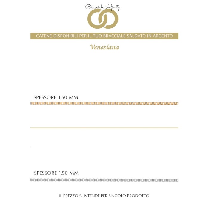 Prenotazione Cavigliera Singola Filo Infinity Argento 925% placcato oro giallo/bianco