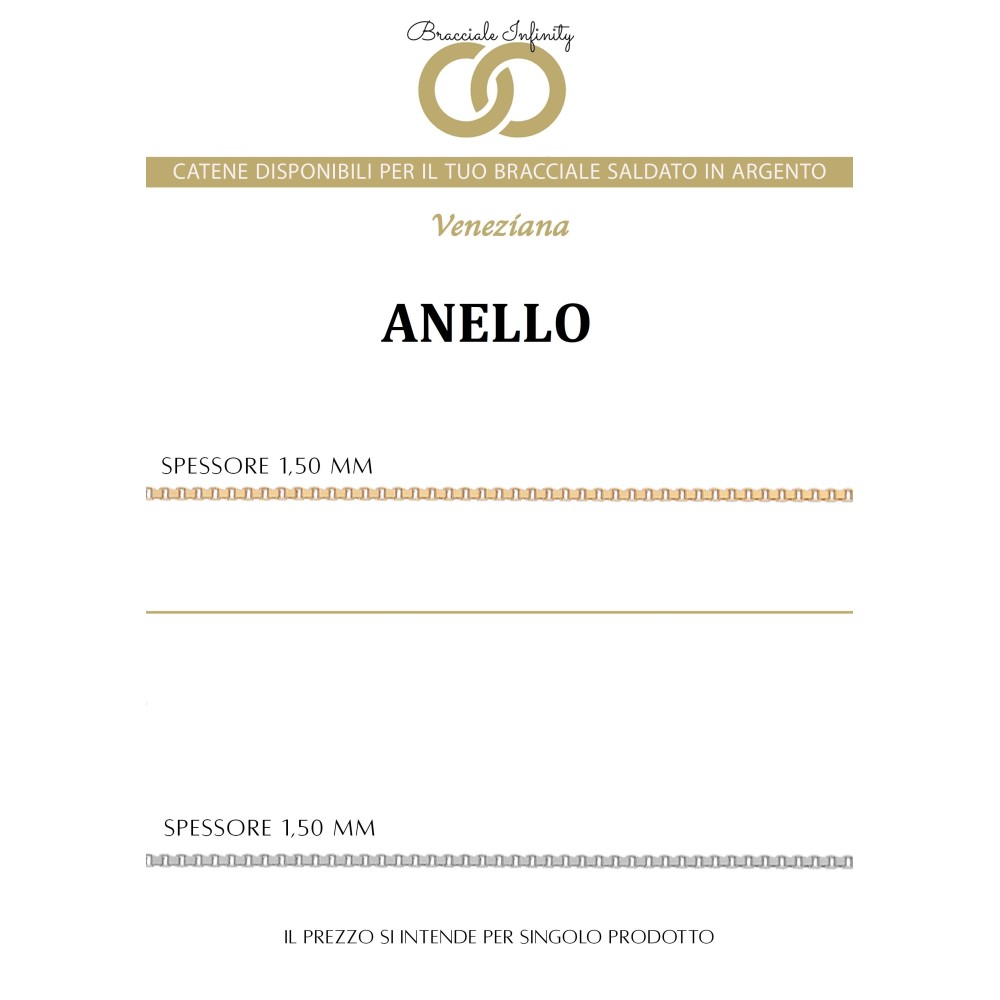 Prenotazione Anello Singolo Filo Infinity Argento 925% placcato oro giallo/bianco