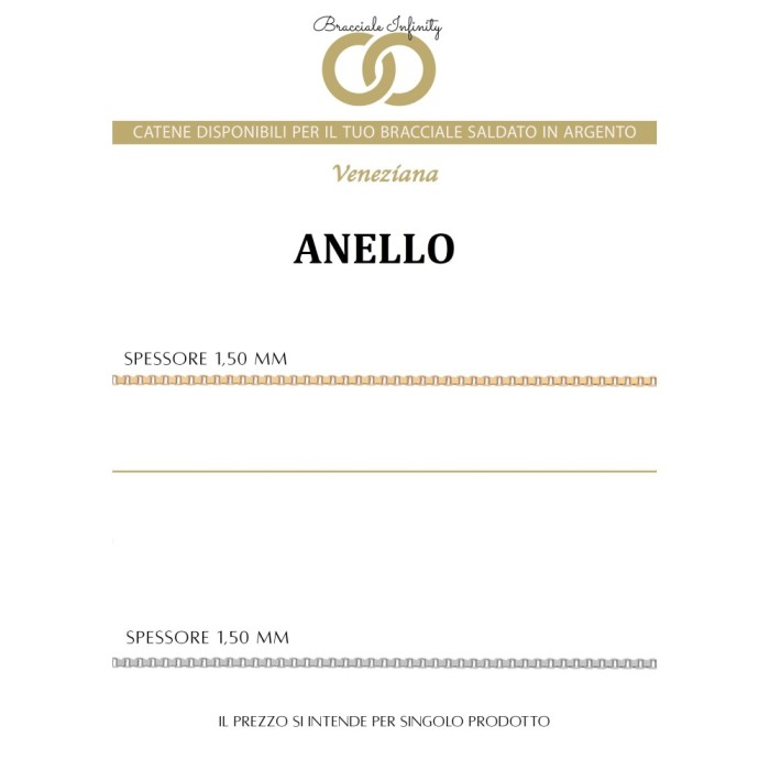 Prenotazione Anello Singolo Filo Infinity Argento 925% placcato oro giallo/bianco