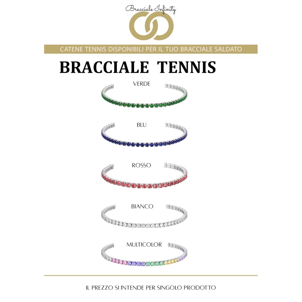 Prenotazione Bracciale Tennis Singolo Filo Infinity Argento 925% placcato oro bianco