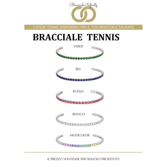 Prenotazione Bracciale Tennis Singolo Filo Infinity Argento 925% placcato oro bianco