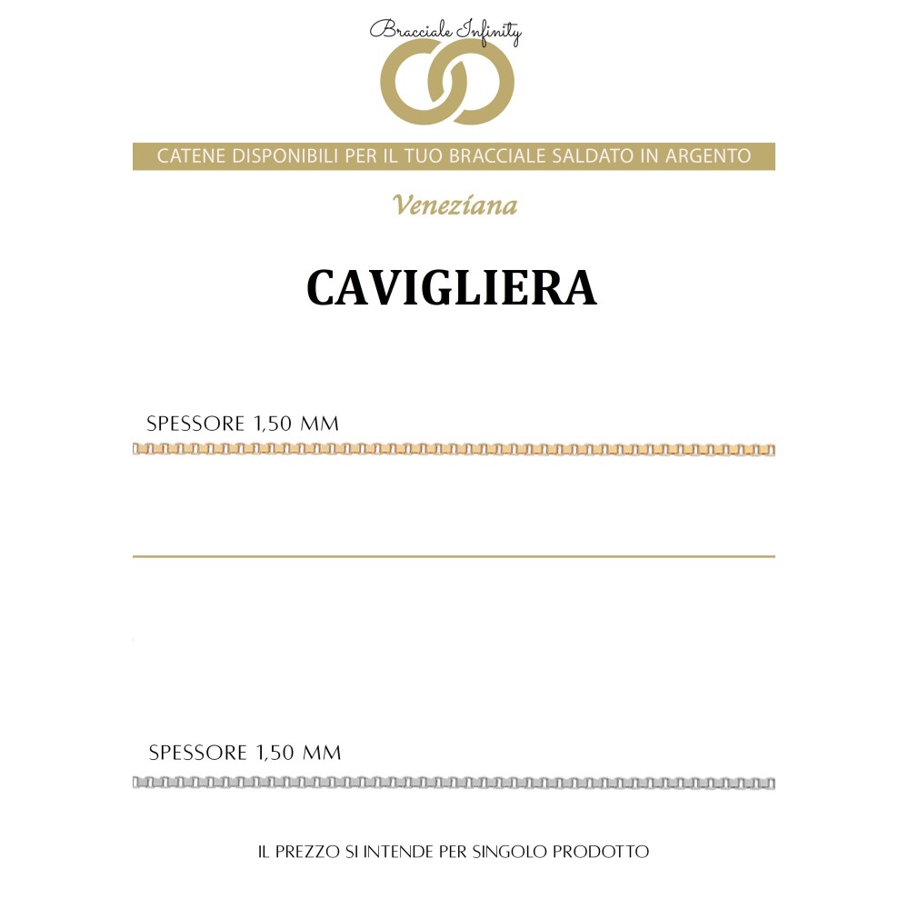 Prenotazione Cavigliera Singola Filo Infinity Argento 925% placcato oro giallo/bianco