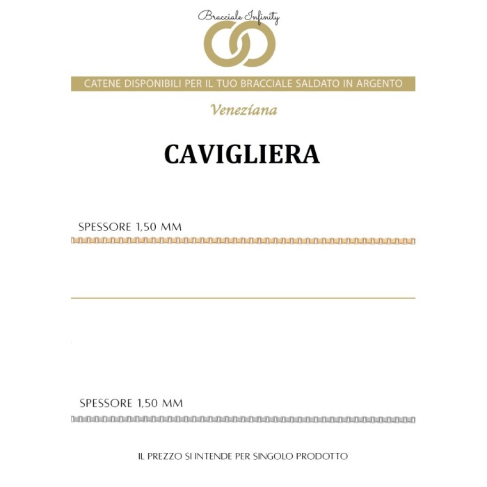 Prenotazione Cavigliera Singola Filo Infinity Argento 925% placcato oro giallo/bianco