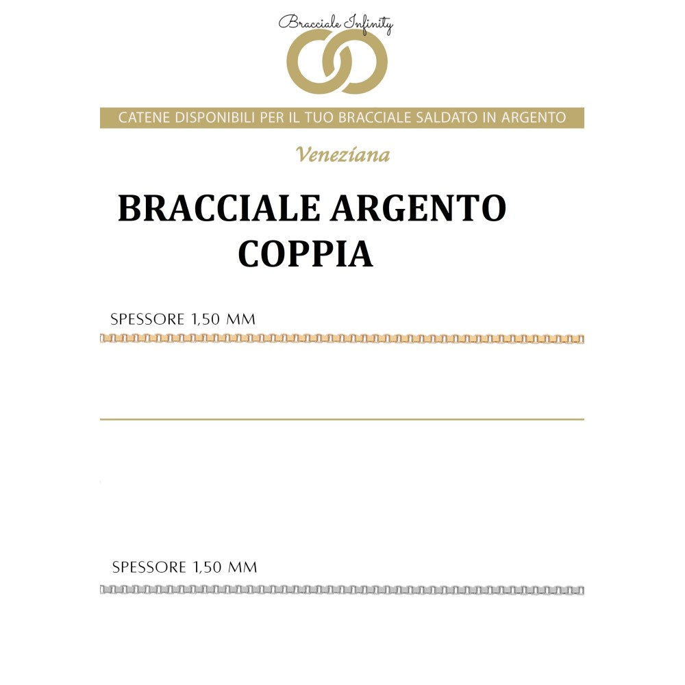 Prenotazione Bracciale Coppia Filo Infinity Argento 925% placcato oro bianco/giallo
