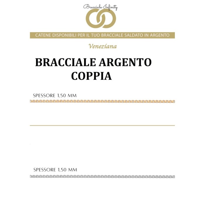 Prenotazione Bracciale Coppia Filo Infinity Argento 925% placcato oro bianco/giallo