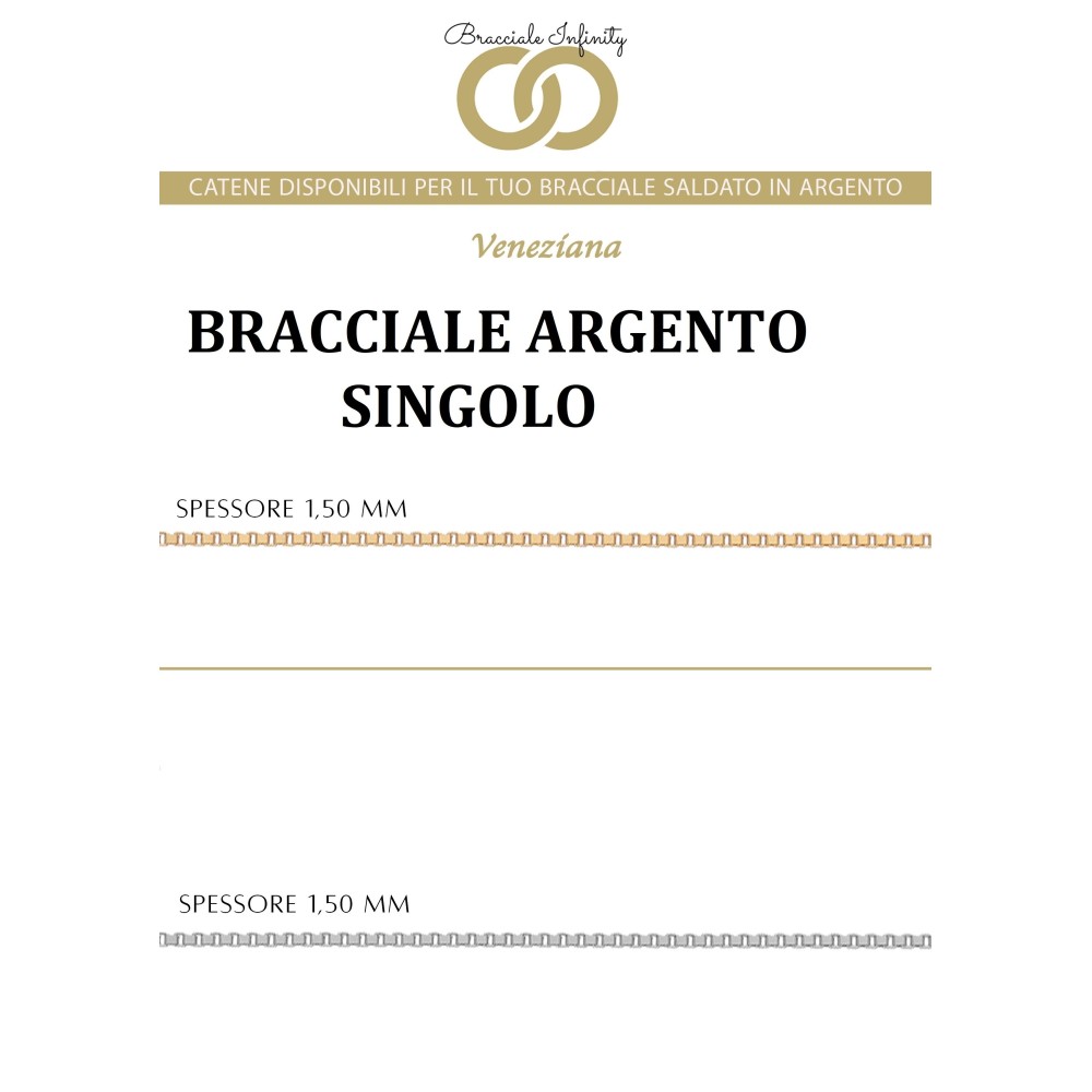 Prenotazione Bracciale Singolo Filo Infinity Argento 925% placcato oro giallo/bianco