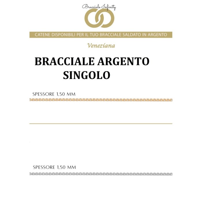 Prenotazione Bracciale Singolo Filo Infinity Argento 925% placcato oro giallo/bianco