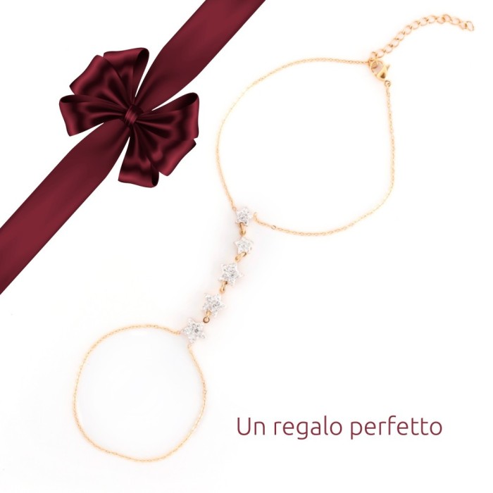 Baciamano in acciaio donna con stelle zirconate