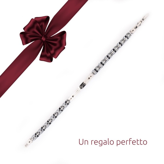 Bracciale Ancora in Acciaio E Ceramica Regolabile da Uomo