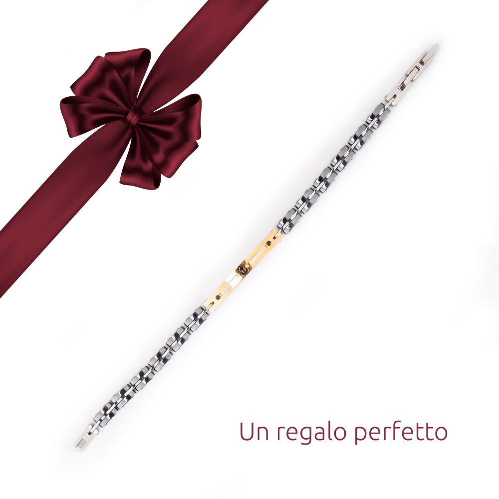 Bracciale Ancora in Acciaio E Ceramica Regolabile da Uomo