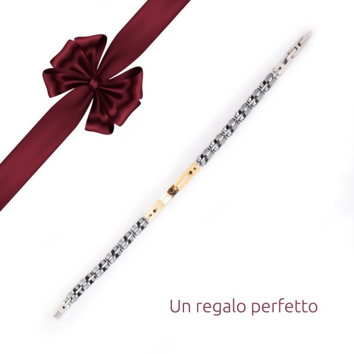 Bracciale Ancora in Acciaio E Ceramica Regolabile da Uomo