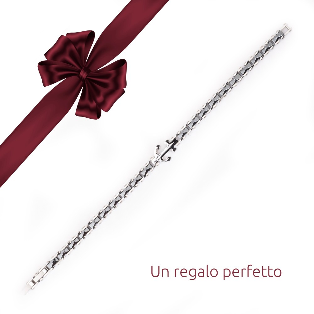 Bracciale uomo ancora con parti in ceramica