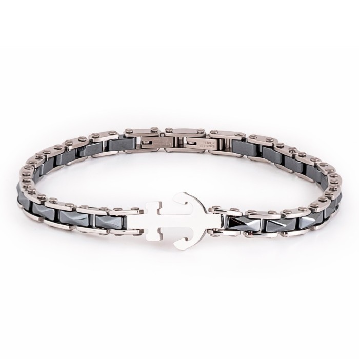 Bracciale uomo ancora con parti in ceramica