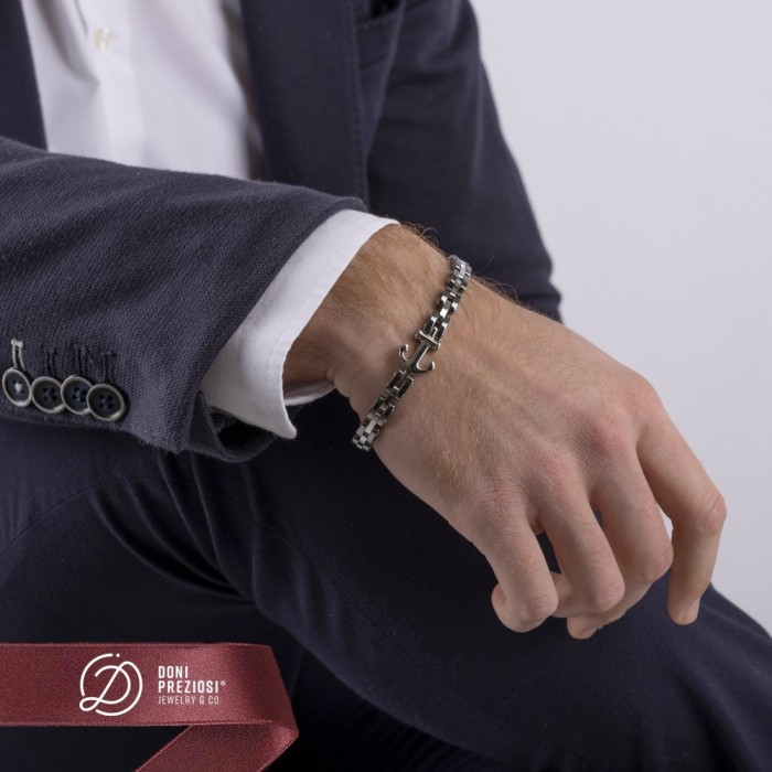 Bracciale uomo ancora con parti in ceramica