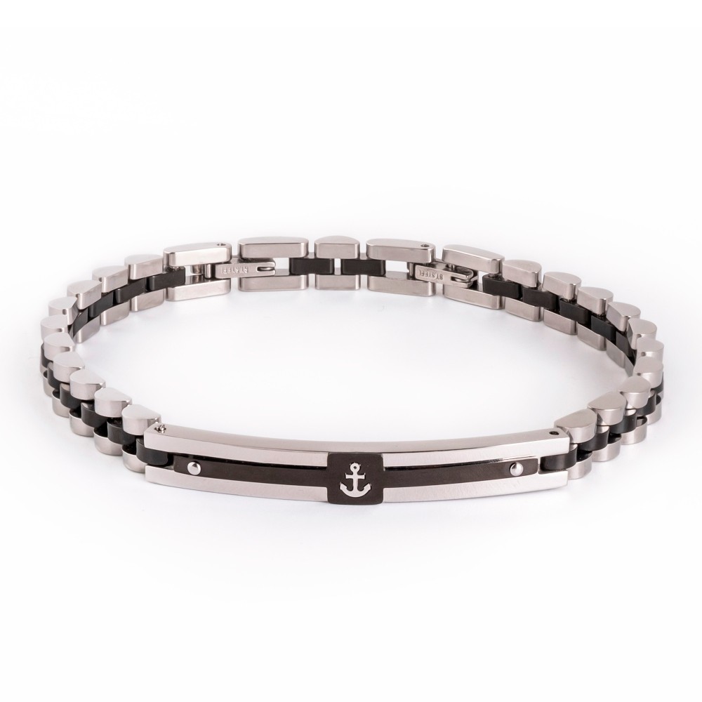 Bracciale uomo con ancora in acciaio