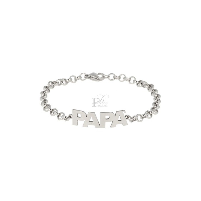 Bracciale catena in acciaio scritta "Papà" personalizzabile