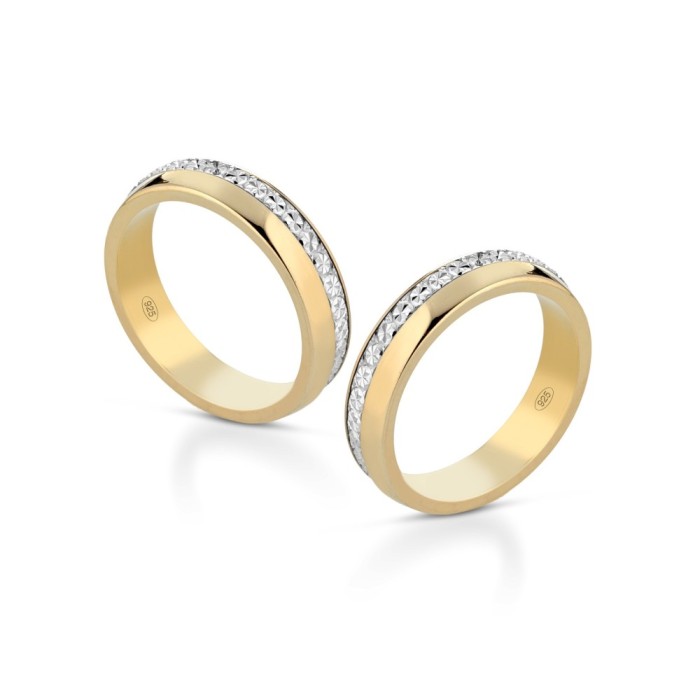 Fedine in argento 925% placcato oro GIALLO/BIANCO DIAMANTATE incisioni omaggio