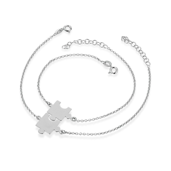 Coppia bracciali Puzzle divisibile in argento 925 personalizzabile San Valentino