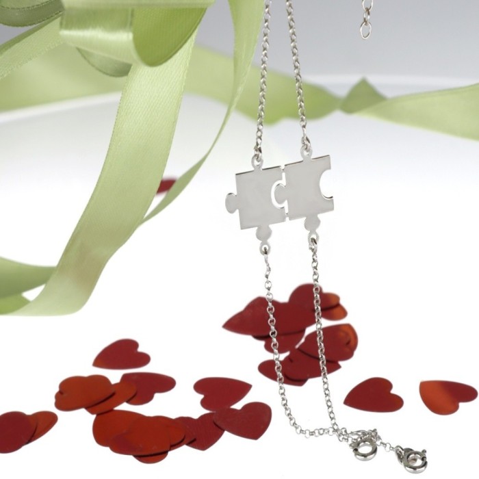 Coppia bracciali Puzzle divisibile in argento 925 personalizzabile San Valentino