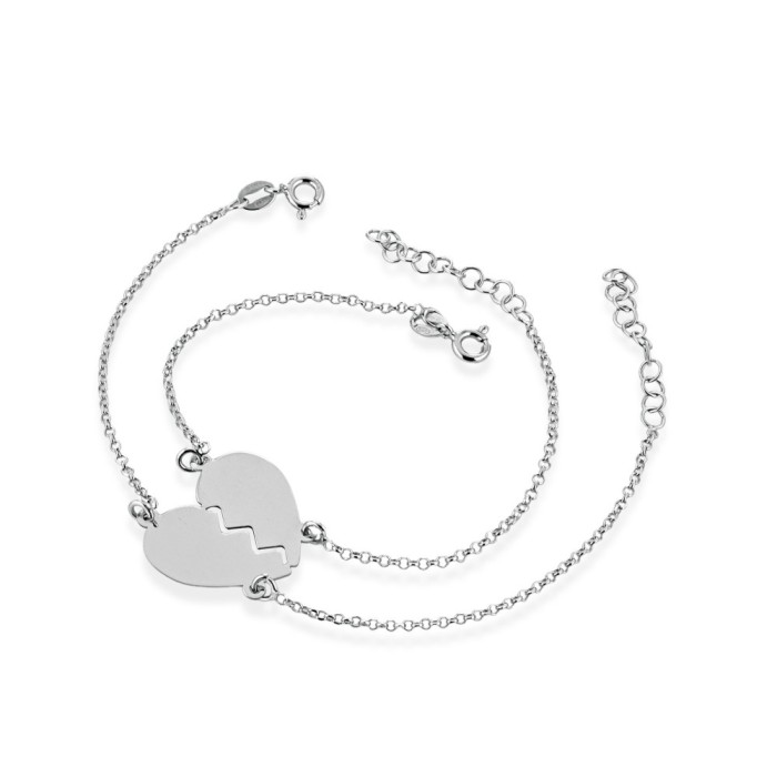Coppia bracciali Cuore divisibile in argento 925 personalizzabile San Valentino