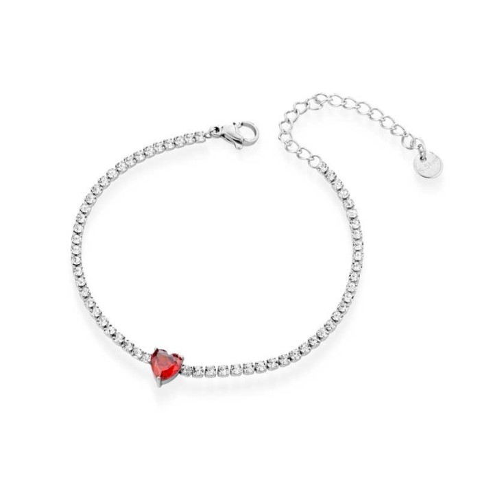Bracciale tennis con cuore semplice