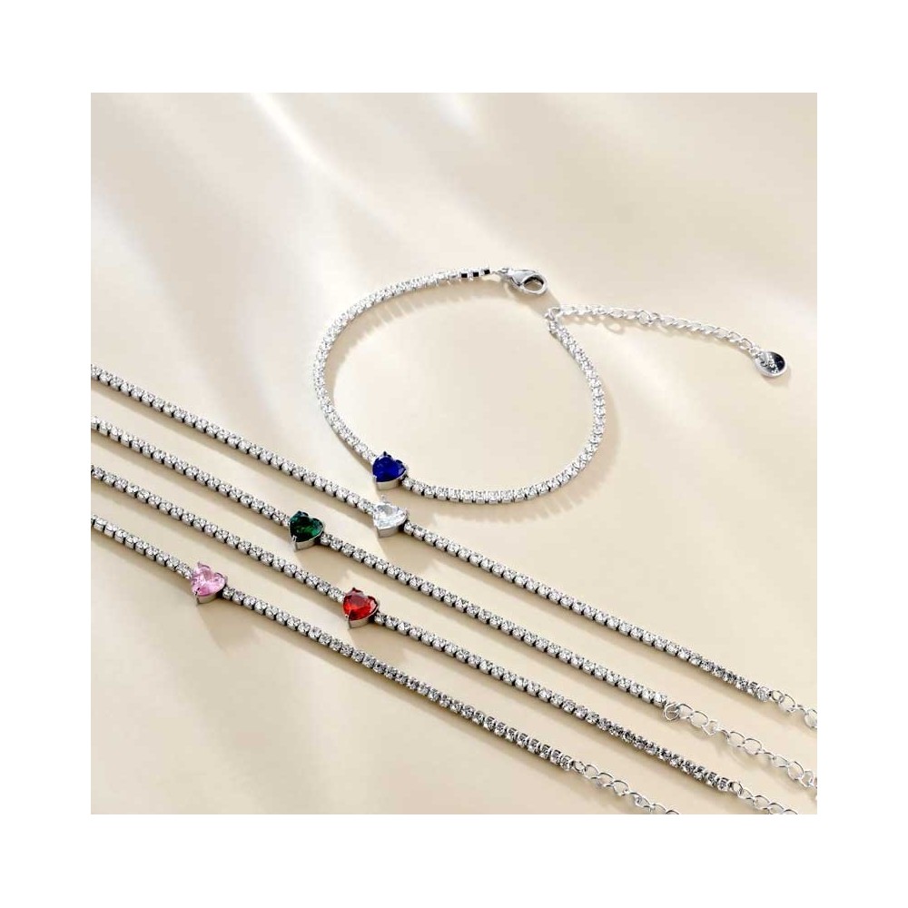 Bracciale tennis con cuore semplice