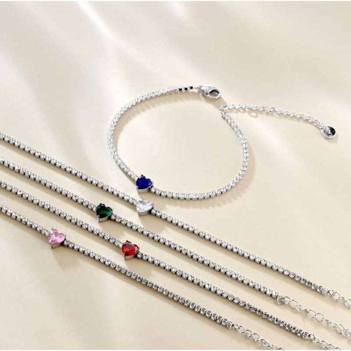 Bracciale tennis con cuore semplice