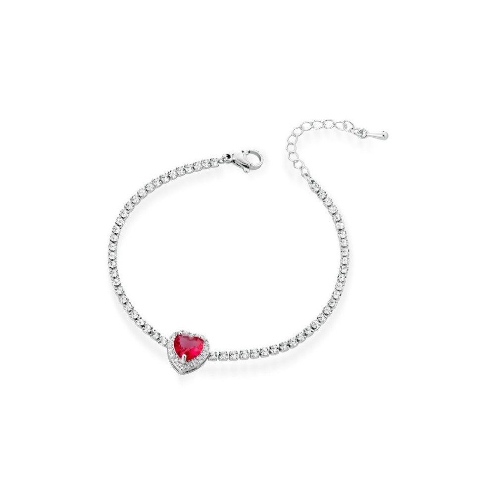 Bracciale tennis con cuore centrale
