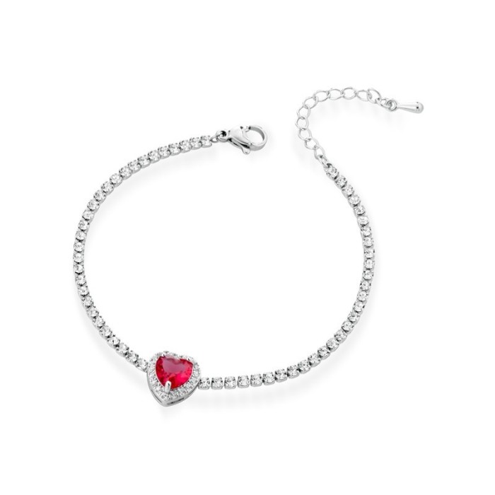 Bracciale tennis con cuore centrale