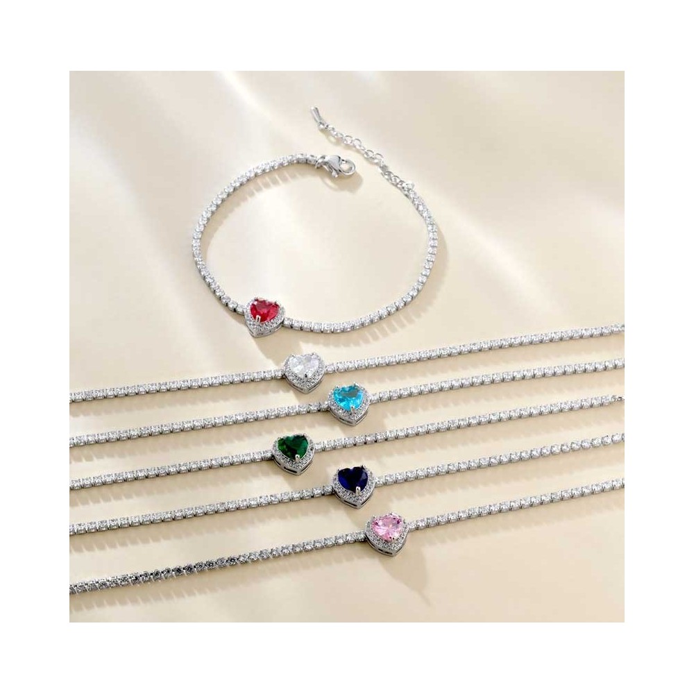 Bracciale tennis con cuore centrale