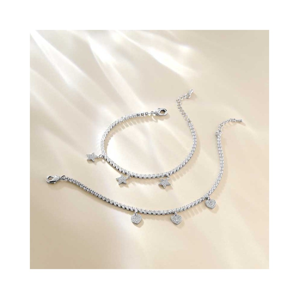 Bracciale tennis con stelle pendenti