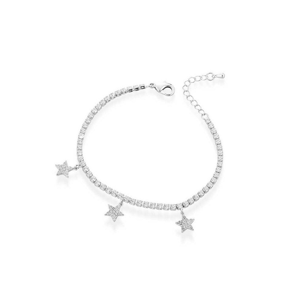 Bracciale tennis con stelle pendenti