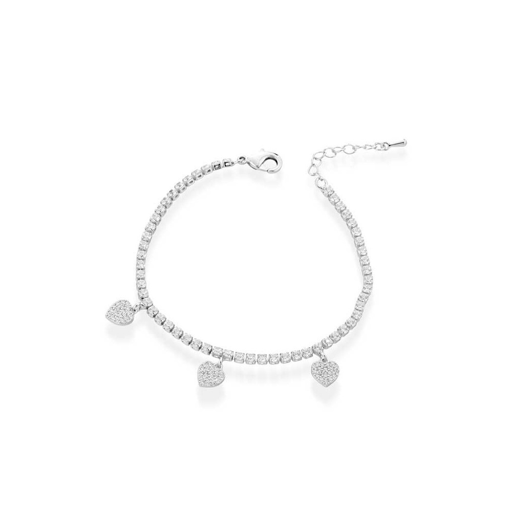 Bracciale tennis con cuori pendenti