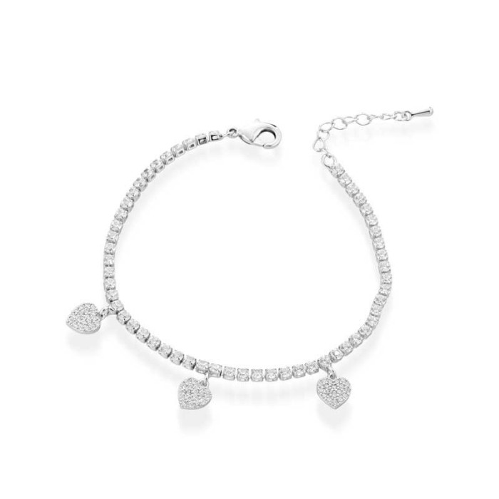 Bracciale tennis con cuori pendenti