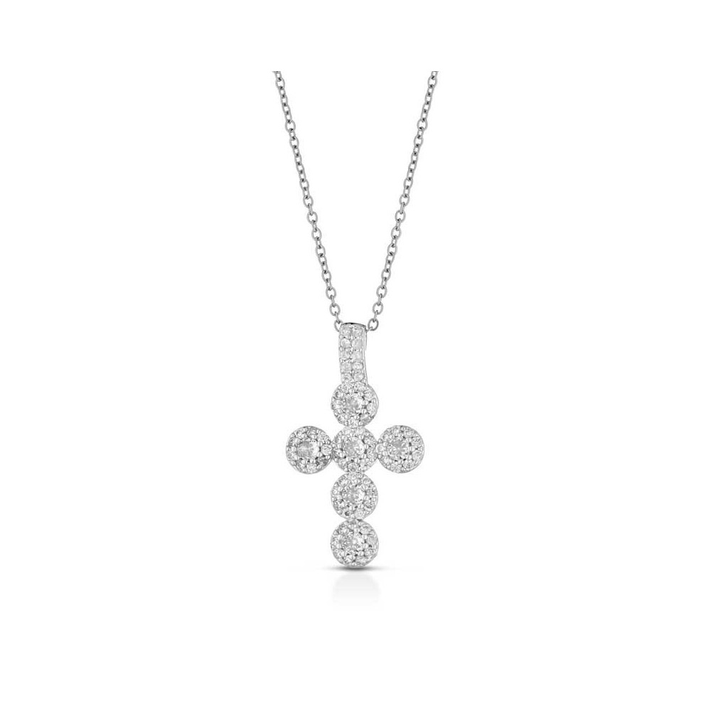 Collana donna con croce magic placcata rodio