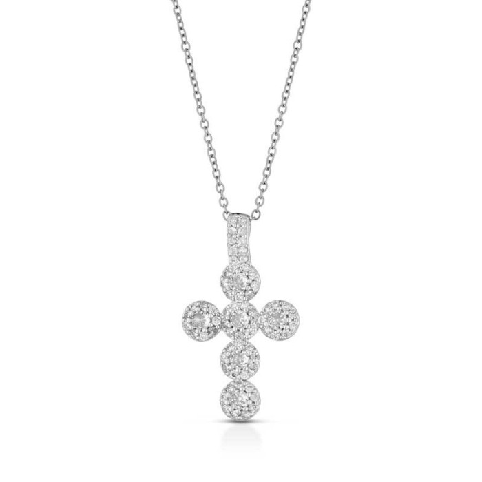 Collana donna con croce magic placcata rodio