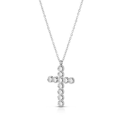 Collana donna con croce classic placcata rodio