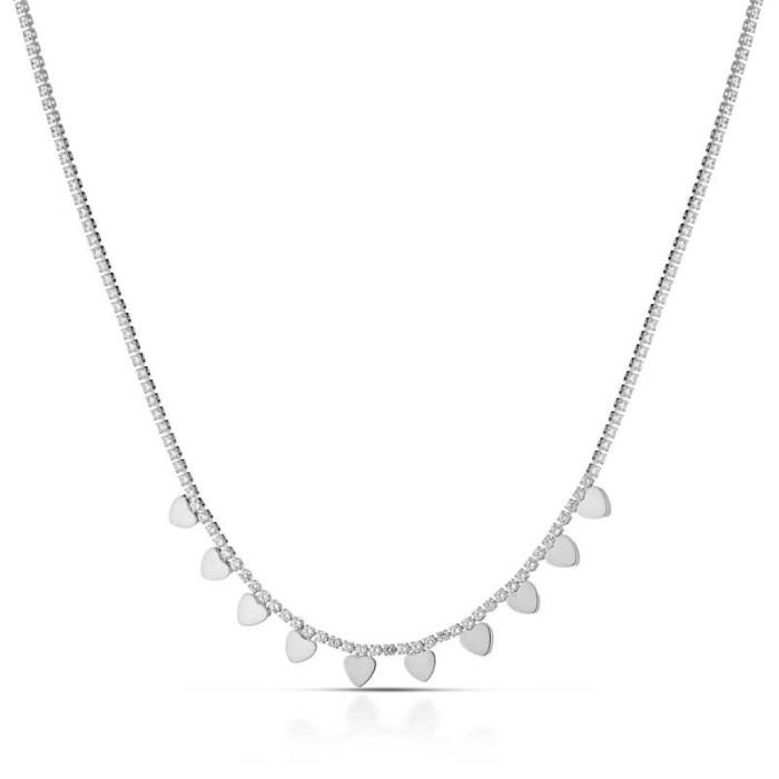 Collana tennis con cuori pendenti