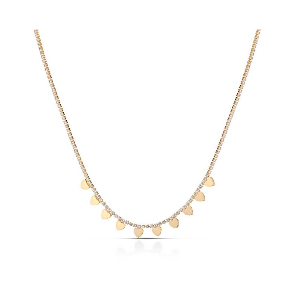 Collana tennis con cuori pendenti