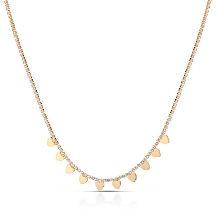 Collana tennis con cuori pendenti