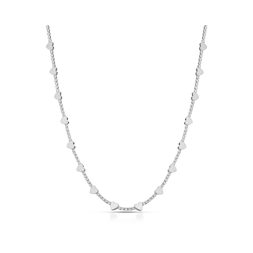 Collana tennis choker con cuori